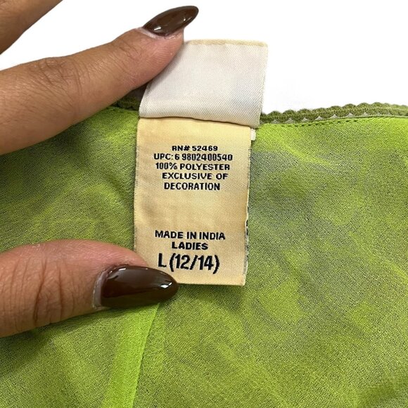 Vintage Floral Babydoll Blouse Green Large Y2K Whimsygoth Fairy Grunge Boho - Picture 8 of 12